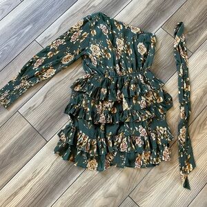 Floral Ruffle Dress with Belt